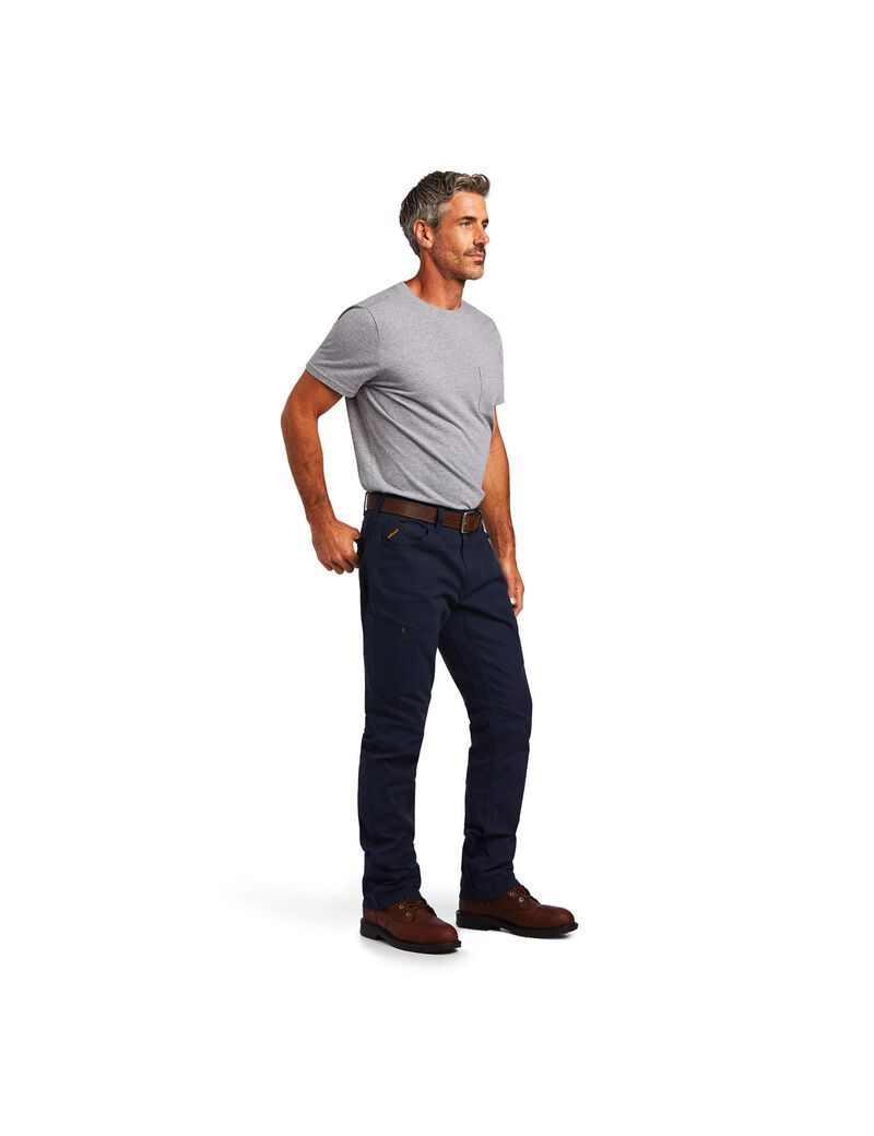 Pantalones Ariat Rebar M4 Low Rise DuraStretch Made Tough Stackable Directo Leg Azul Marino | WKS341968