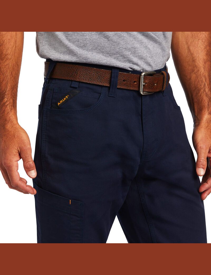 Pantalones Ariat Rebar M4 Low Rise DuraStretch Made Tough Stackable Directo Leg Azul Marino | WKS341968