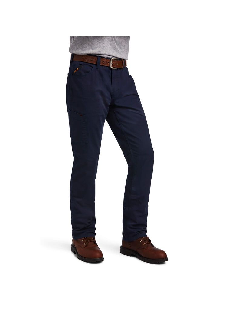 Pantalones Ariat Rebar M4 Low Rise DuraStretch Made Tough Stackable Directo Leg Azul Marino | WKS341968