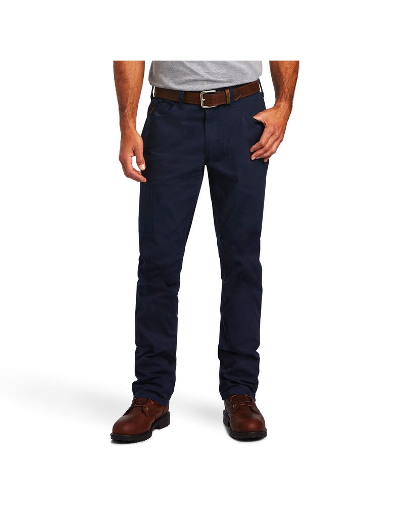 Pantalones Ariat Rebar M4 Low Rise DuraStretch Made Tough Stackable Directo Leg Azul Marino | WKS341968