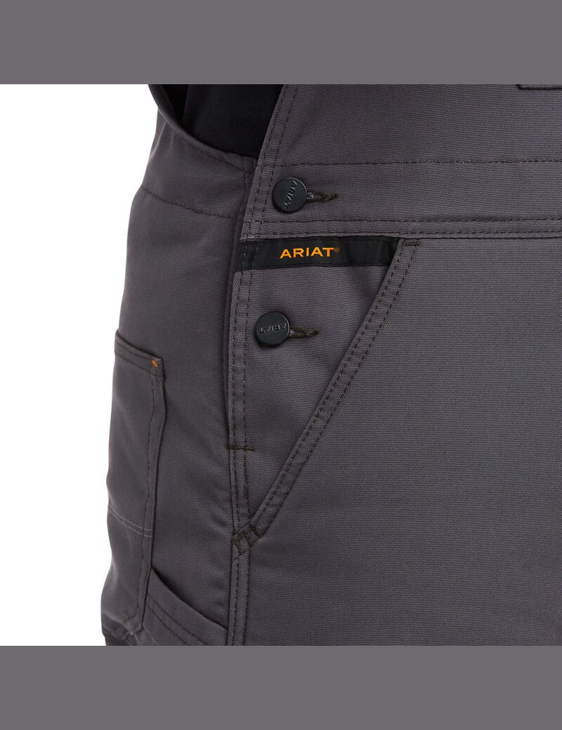 Pantalones Babero Ariat Rebar DuraCanvas Stretch Insulated Grises | DWC147095