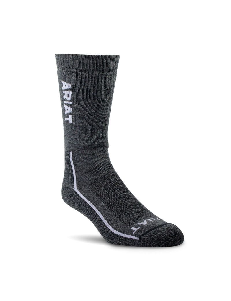 Ropa De Trabajo Ariat Heavyweight Merino Lana Steel Puntera Performance Trabajo Socks Grises | AFZ507381