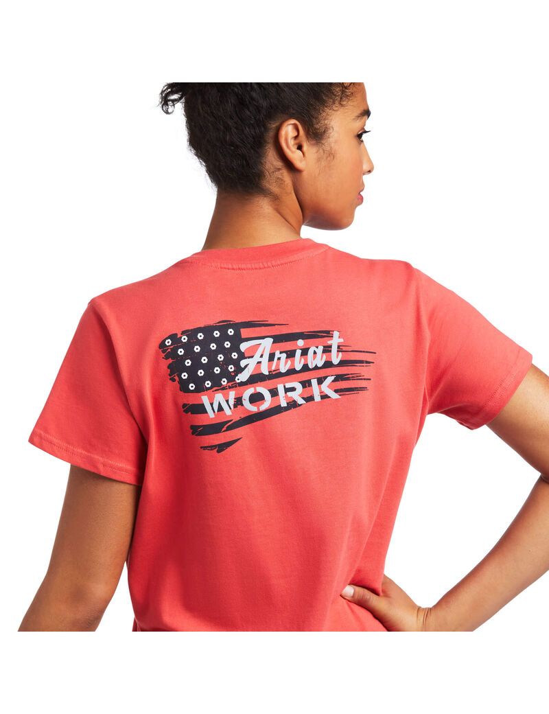 Ropa De Trabajo Ariat Rebar Algodon Strong Flag Estampados T Shirts Multicolor | ALF438962