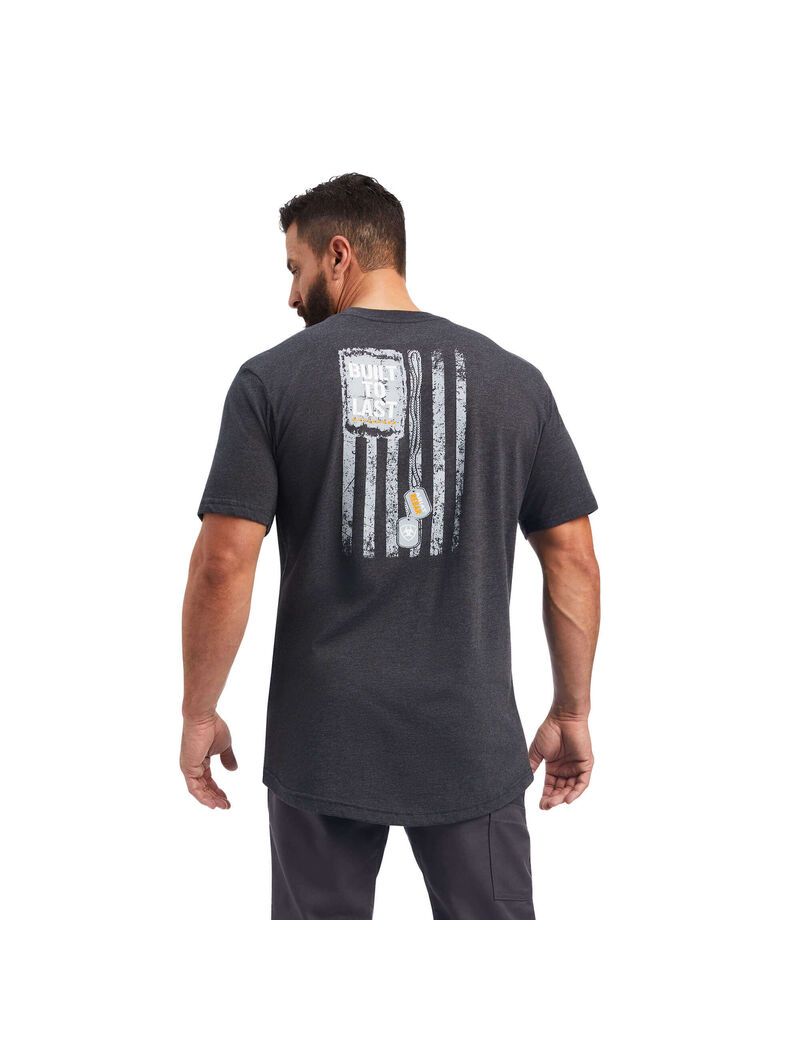 Ropa De Trabajo Ariat Rebar Algodon Strong Dog Tags T Shirts Grises | BKF456230