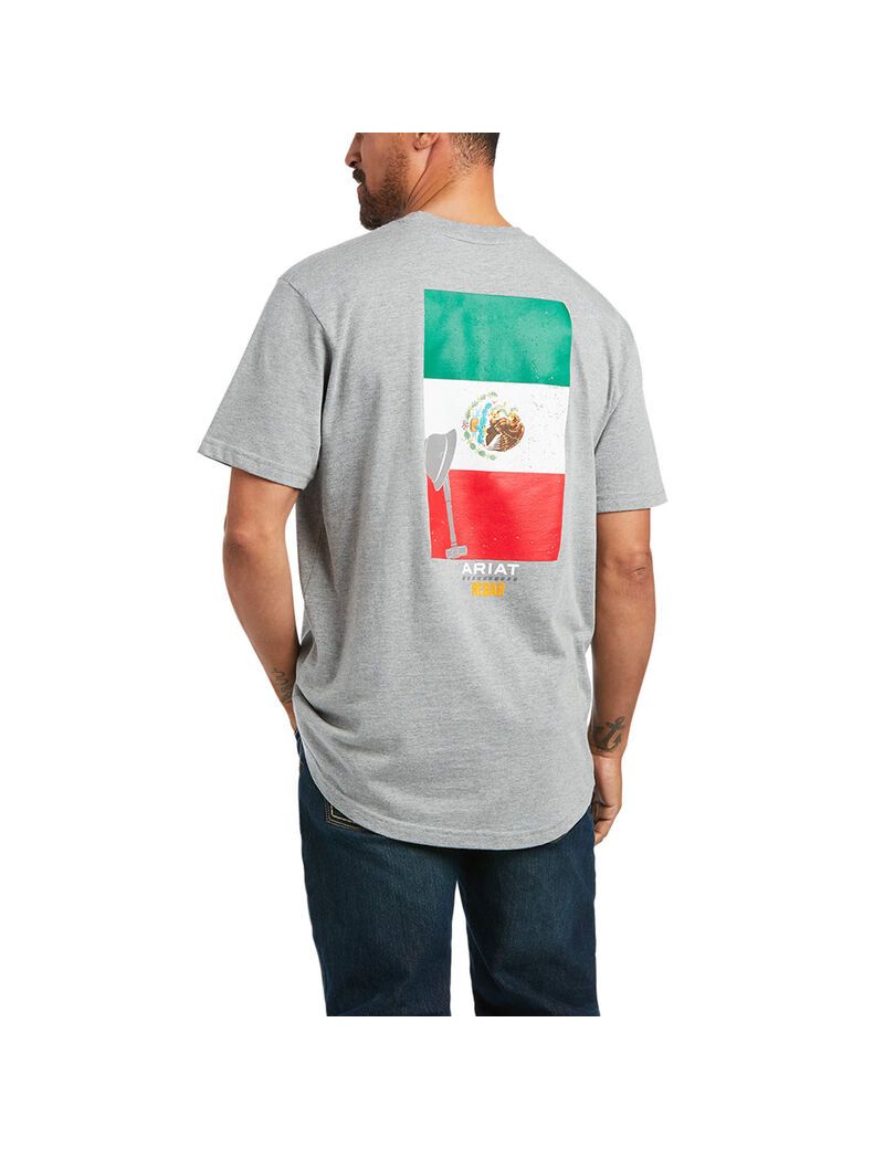 Ropa De Trabajo Ariat Rebar Algodon Strong Mexican Pride Estampados T Shirts Grises | EDJ219483