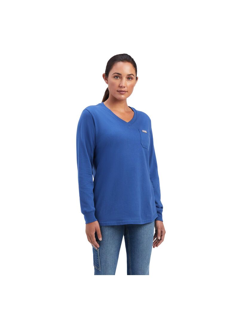 Ropa De Trabajo Ariat Rebar Algodon Strong SouthWest Estampados T Shirts Azul Marino | HYU135796