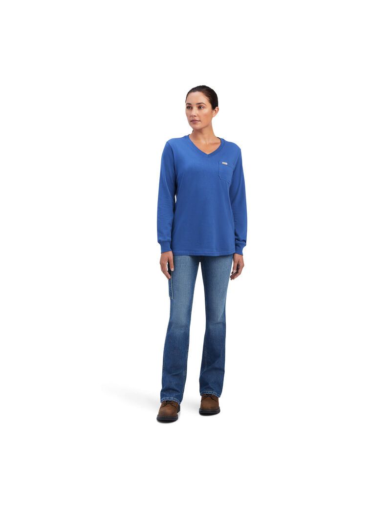 Ropa De Trabajo Ariat Rebar Algodon Strong SouthWest Estampados T Shirts Azul Marino | HYU135796