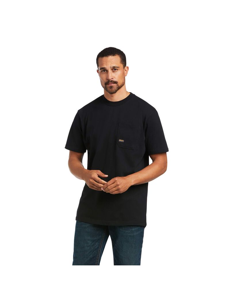 Ropa De Trabajo Ariat Rebar Algodon Strong Voltaic Hammer T Shirts Negros | JHU189472