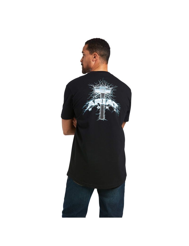 Ropa De Trabajo Ariat Rebar Algodon Strong Voltaic Hammer T Shirts Negros | JHU189472