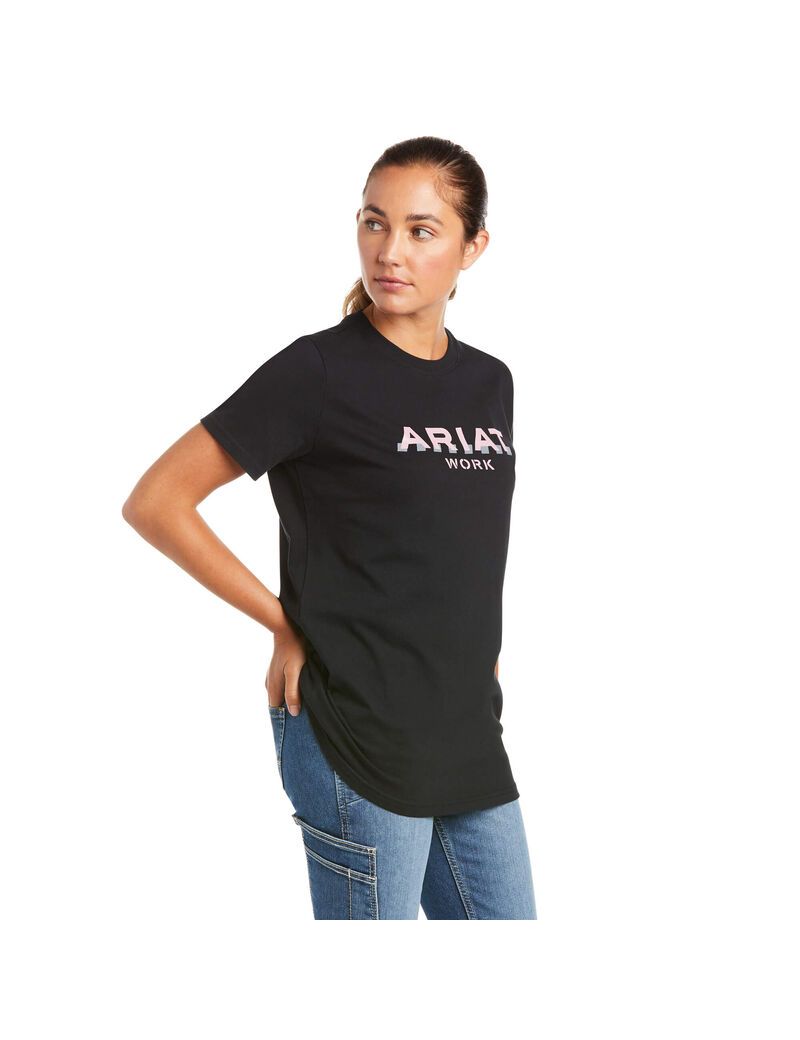 Ropa De Trabajo Ariat Rebar Algodon Strong Logo T Shirts Azul Marino | JSA516289