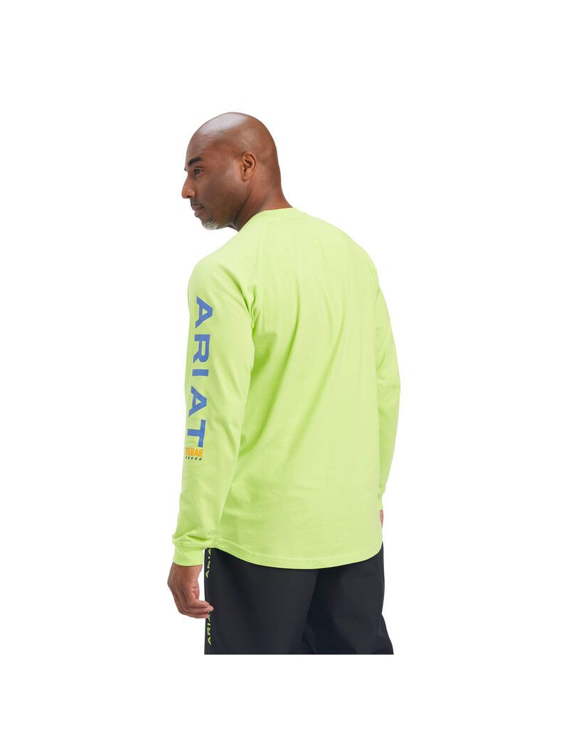 Ropa De Trabajo Ariat Rebar Algodon Strong Estampados T Shirts Verdes Claro Azules | KPC504923