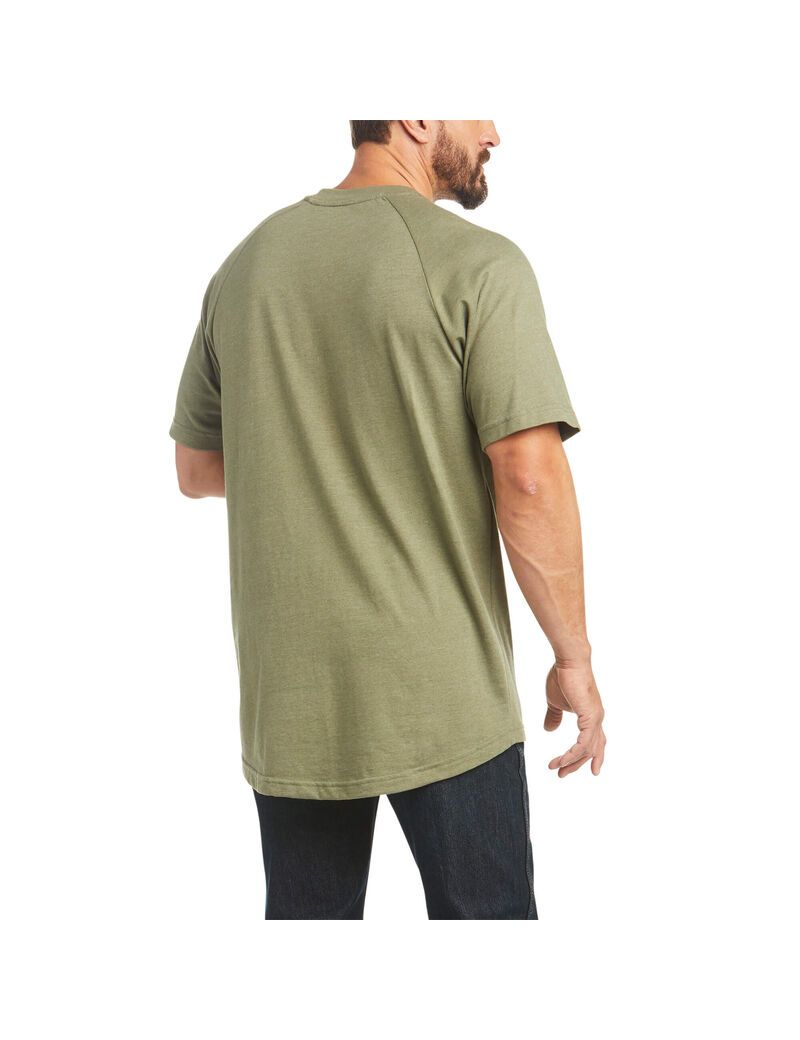 Ropa De Trabajo Ariat Rebar Algodon Strong T Shirts Verde Oliva | QGY739045