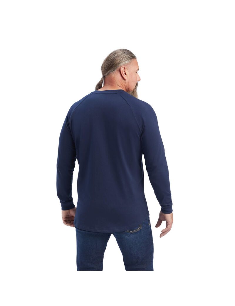 Ropa De Trabajo Ariat Rebar Algodon Strong T Shirts Azul Marino | QOE731640