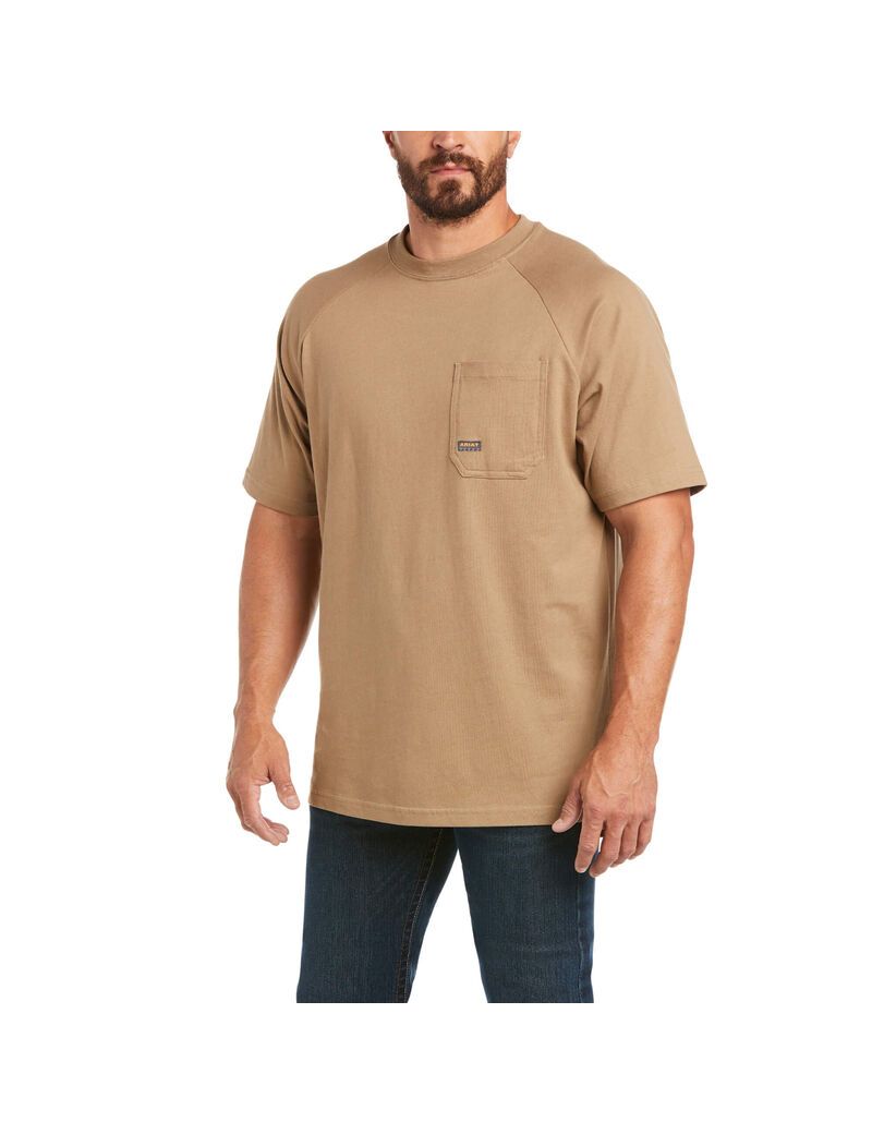 Ropa De Trabajo Ariat Rebar Algodon Strong T Shirts Kaki | SOE946078