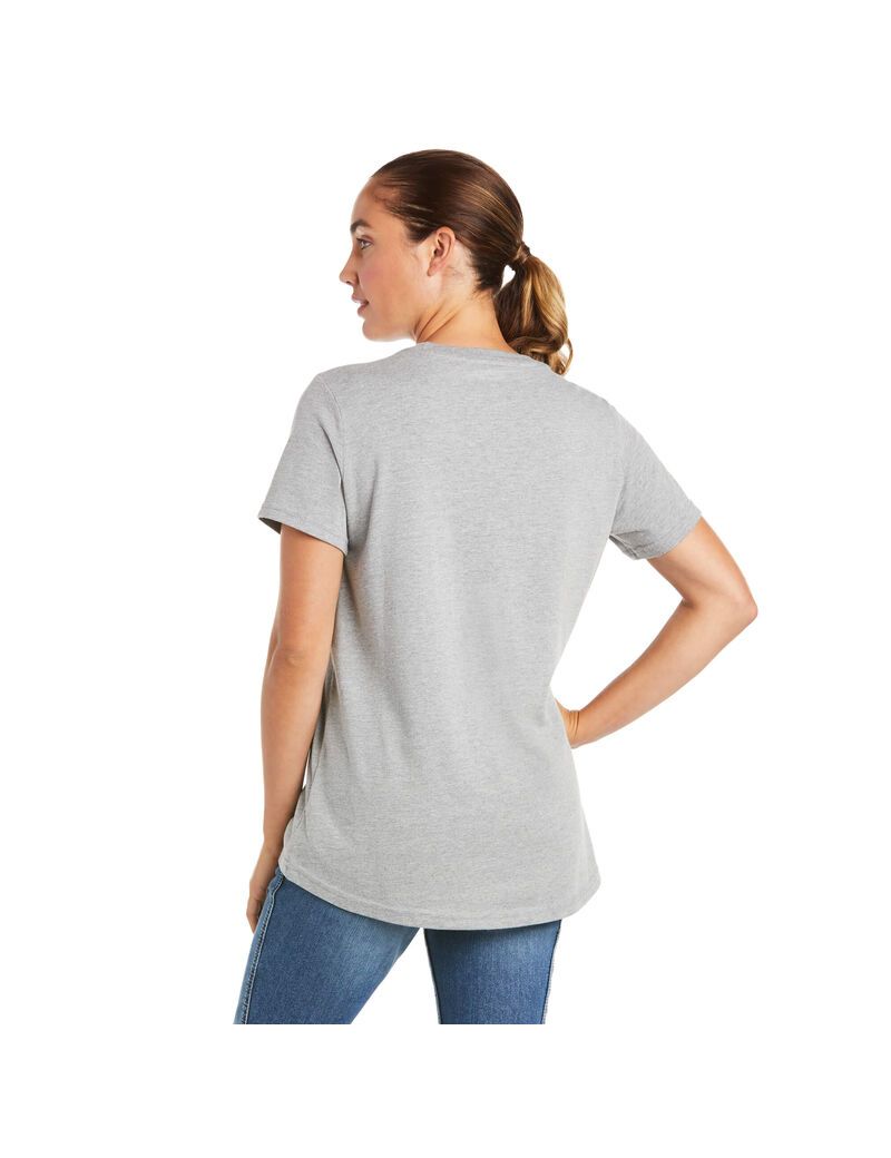 Ropa De Trabajo Ariat Rebar Algodon Strong Logo T Shirts Grises | TQH726381