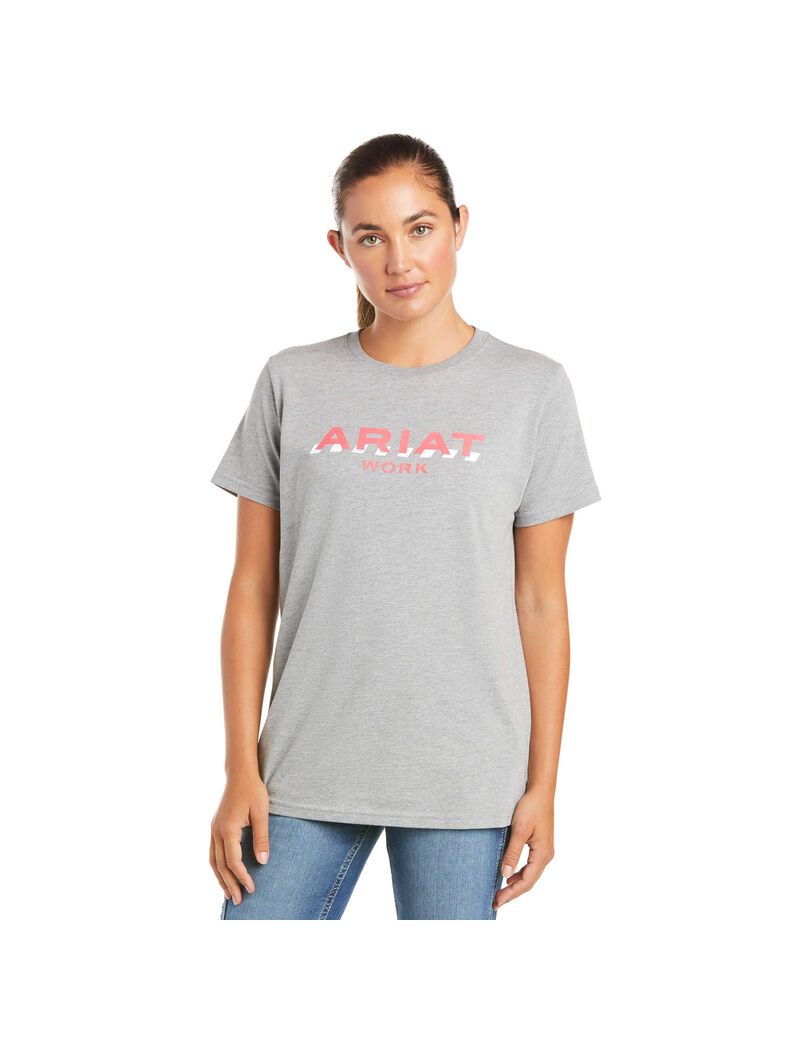 Ropa De Trabajo Ariat Rebar Algodon Strong Logo T Shirts Grises | TQH726381