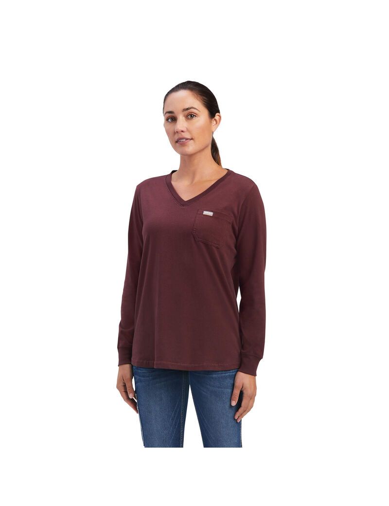 Ropa De Trabajo Ariat Rebar Algodon Strong SouthWest Estampados T Shirts Chocolate | WDQ410658