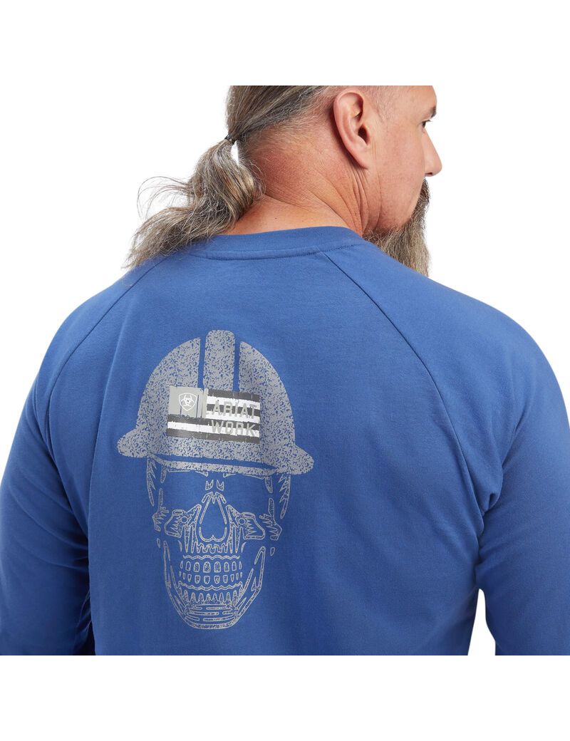 Ropa De Trabajo Ariat Rebar Algodon Strong Roughneck Estampados T Shirts Azules | YNM796301