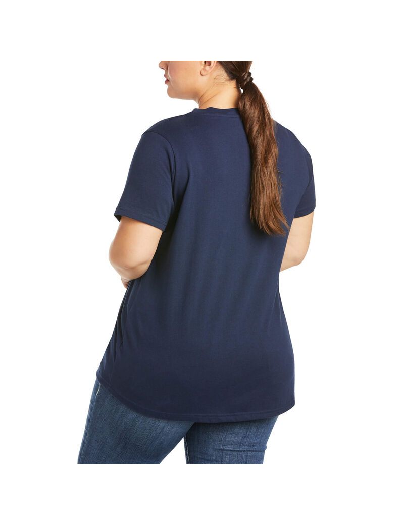 Ropa De Trabajo Ariat Rebar Algodon Strong V-Neck Top Azul Marino | ZAX251364