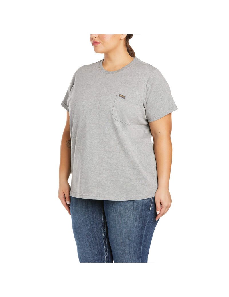 Ropa De Trabajo Ariat Rebar Algodon Strong T Shirts Grises | ZTY601937