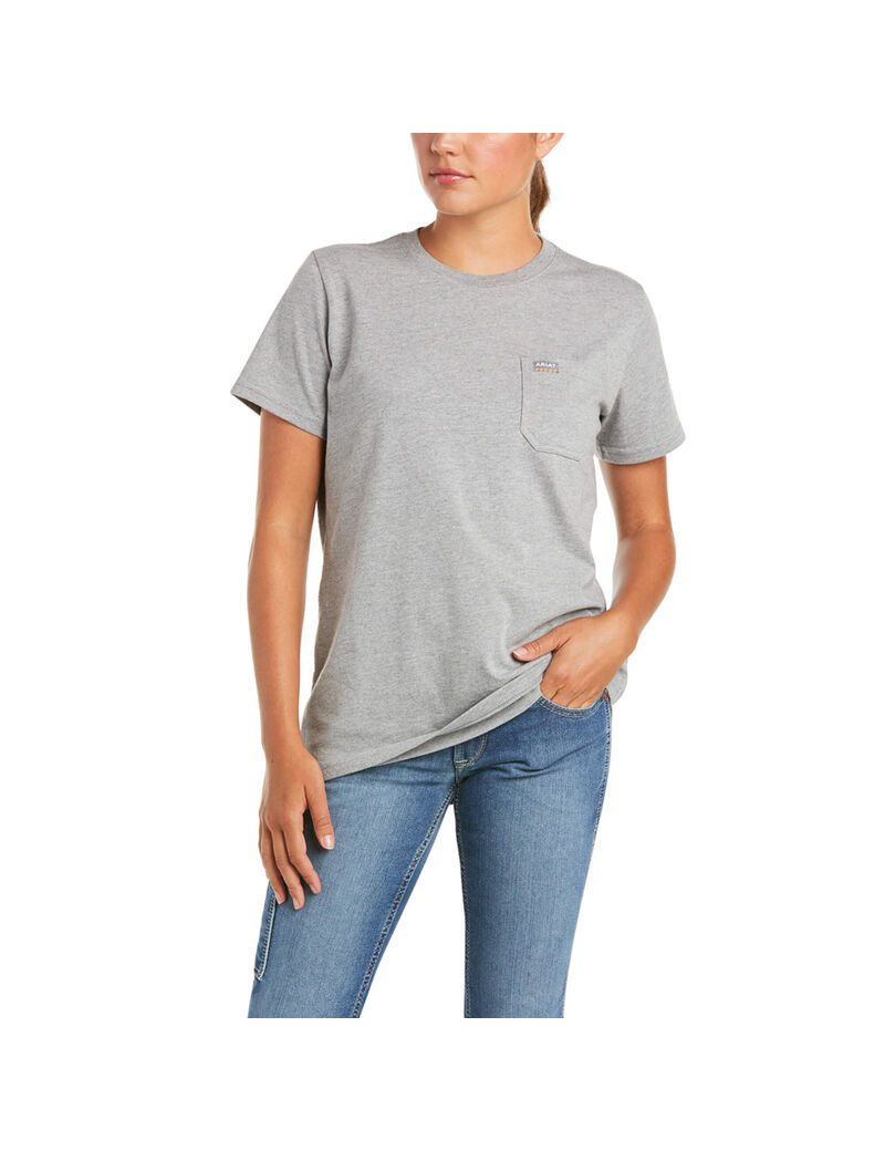 Ropa De Trabajo Ariat Rebar Algodon Strong T Shirts Grises | ZTY601937