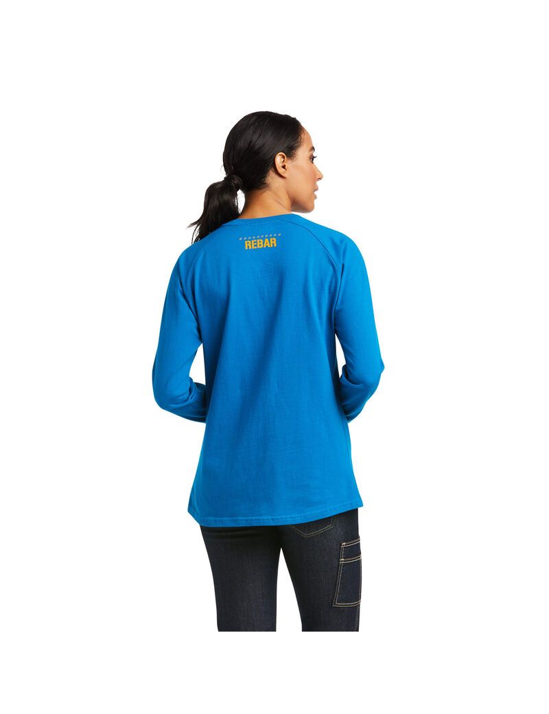 Ropa De Trabajo Ariat Rebar CottonStrong Block T Shirts Azules | PJB061347