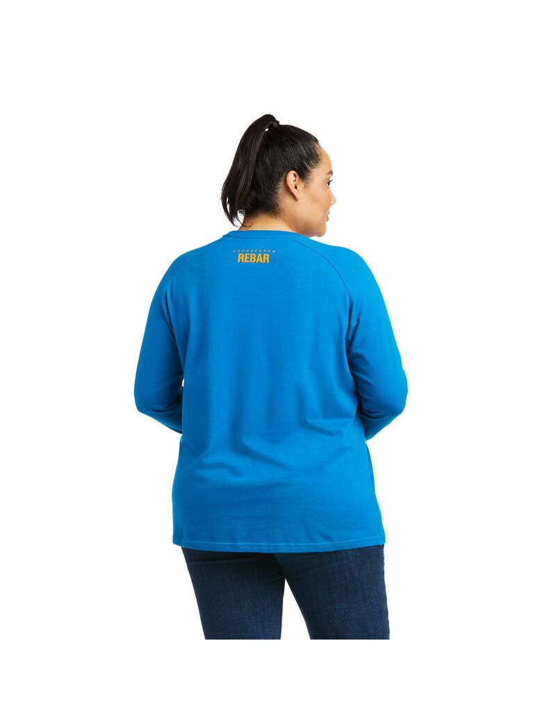 Ropa De Trabajo Ariat Rebar CottonStrong Block T Shirts Azules | PJB061347