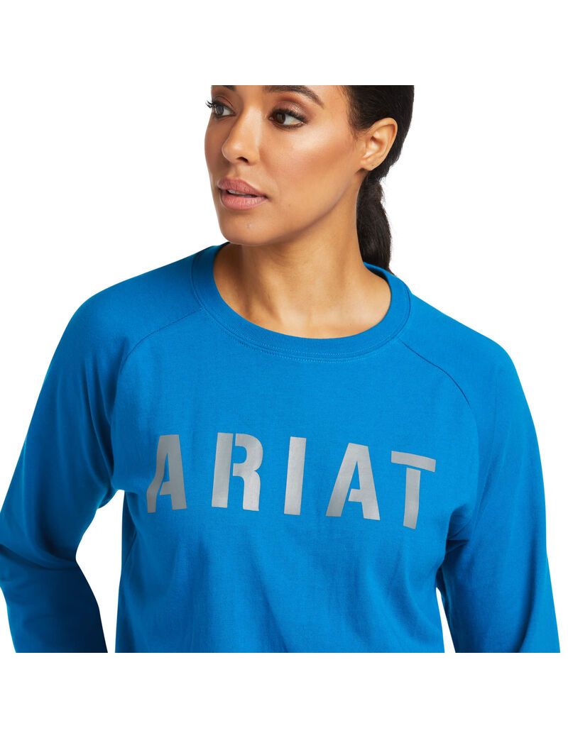 Ropa De Trabajo Ariat Rebar CottonStrong Block T Shirts Azules | PJB061347