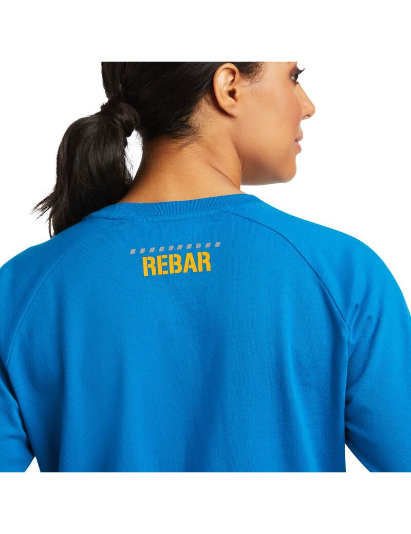 Ropa De Trabajo Ariat Rebar CottonStrong Block T Shirts Azules | PJB061347