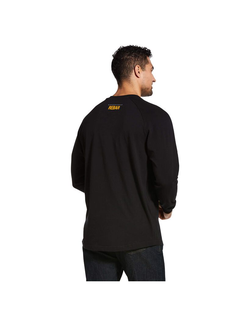 Ropa De Trabajo Ariat Rebar CottonStrong Block T Shirts Negros | QFO768053