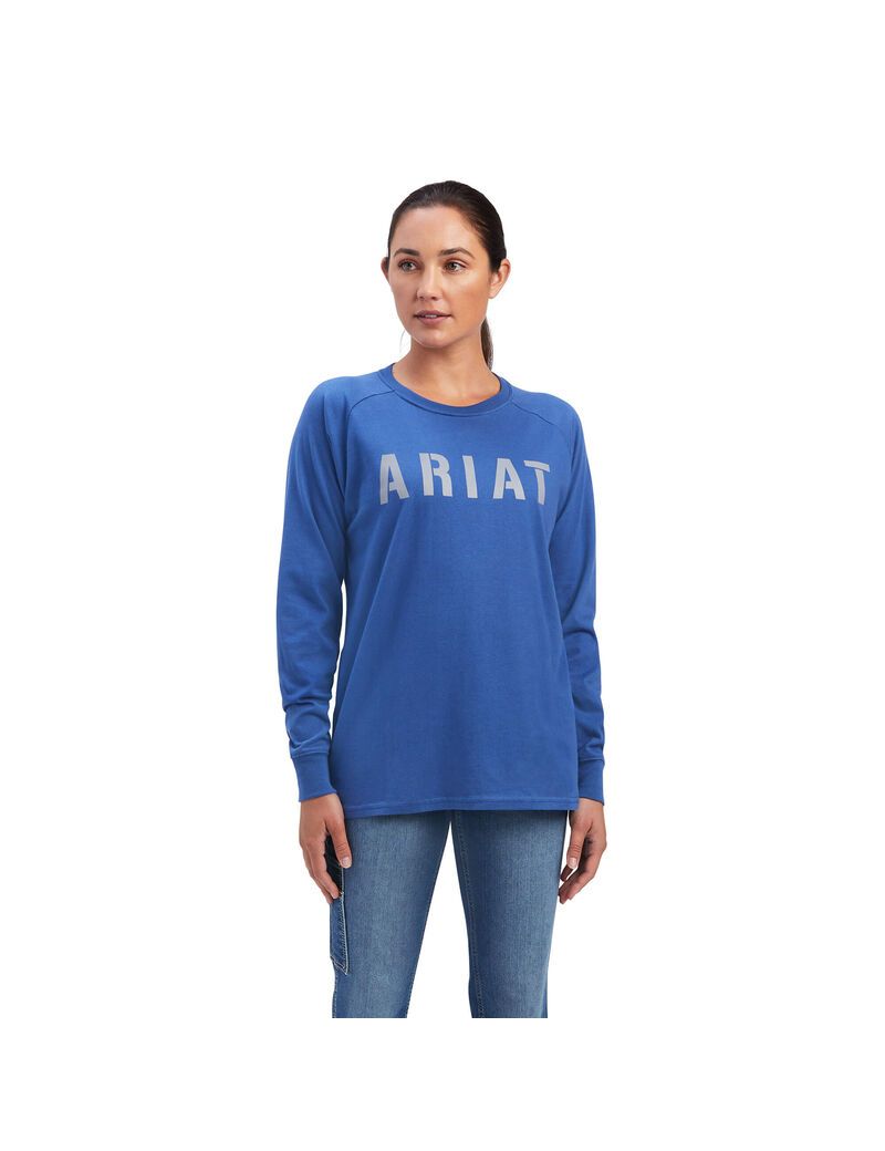 Ropa De Trabajo Ariat Rebar CottonStrong Block T Shirts Azul Marino | SRT129785