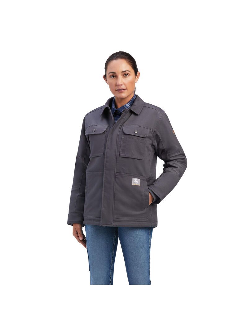 Ropa De Trabajo Ariat Rebar DuraCanvas Sherpa-Forro Coats Grises | MJW798624