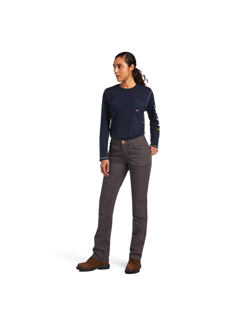 Ropa De Trabajo Ariat Rebar DuraStretch Made Tough Double Front Pants Grises | ABN108432