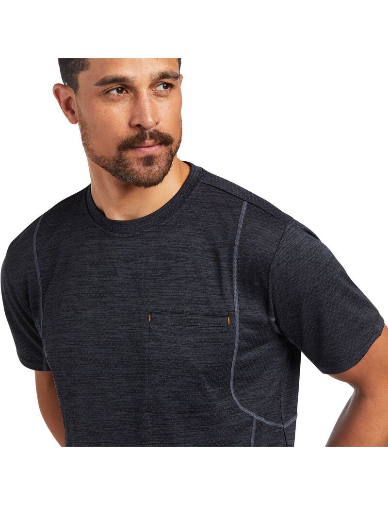 Ropa De Trabajo Ariat Rebar Evolution Atléticos Fit T Shirts Negros | JYB780354