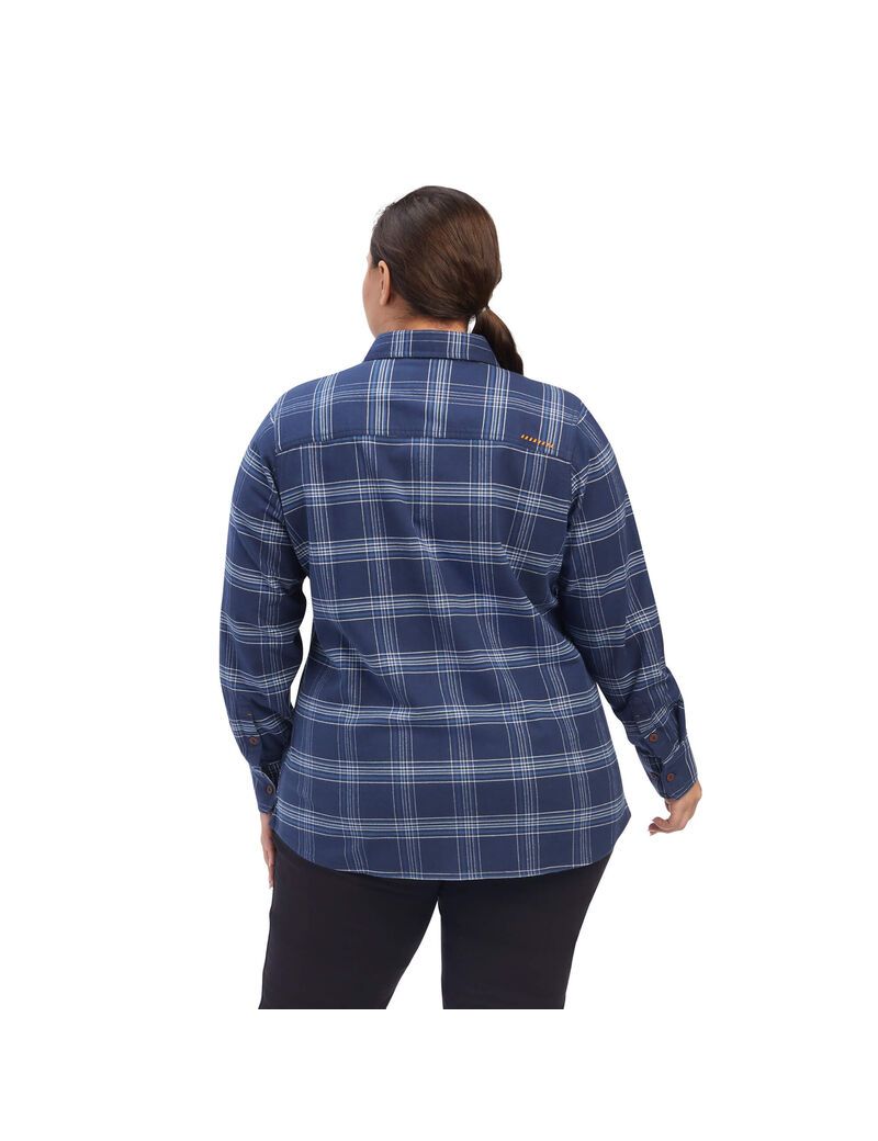 Ropa De Trabajo Ariat Rebar Flannel DuraStretch Trabajo Shirts Azul Marino | IEU971306