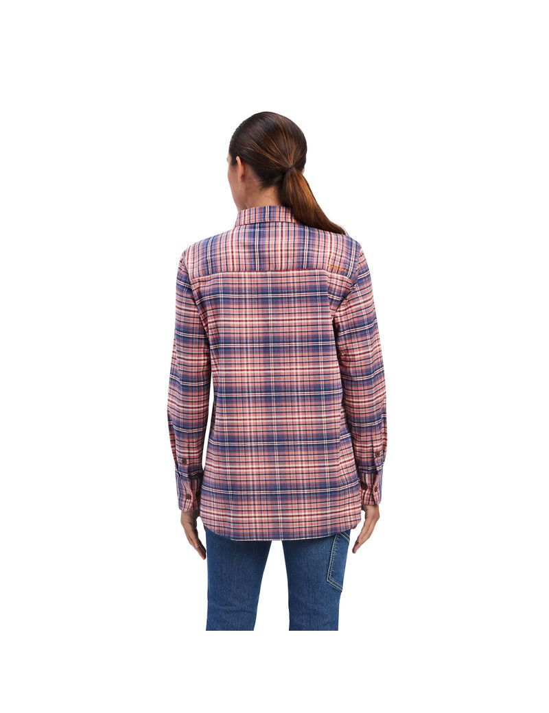 Ropa De Trabajo Ariat Rebar Flannel DuraStretch Trabajo Shirts Rosas | OKL983204