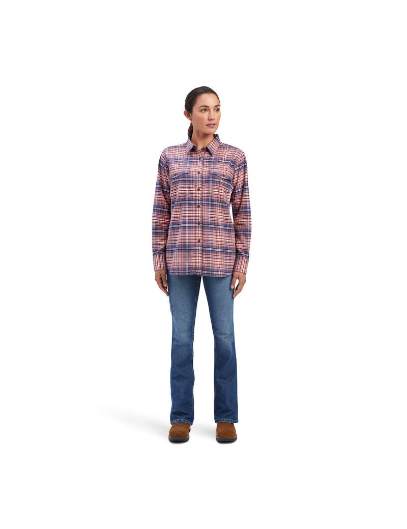 Ropa De Trabajo Ariat Rebar Flannel DuraStretch Trabajo Shirts Rosas | OKL983204