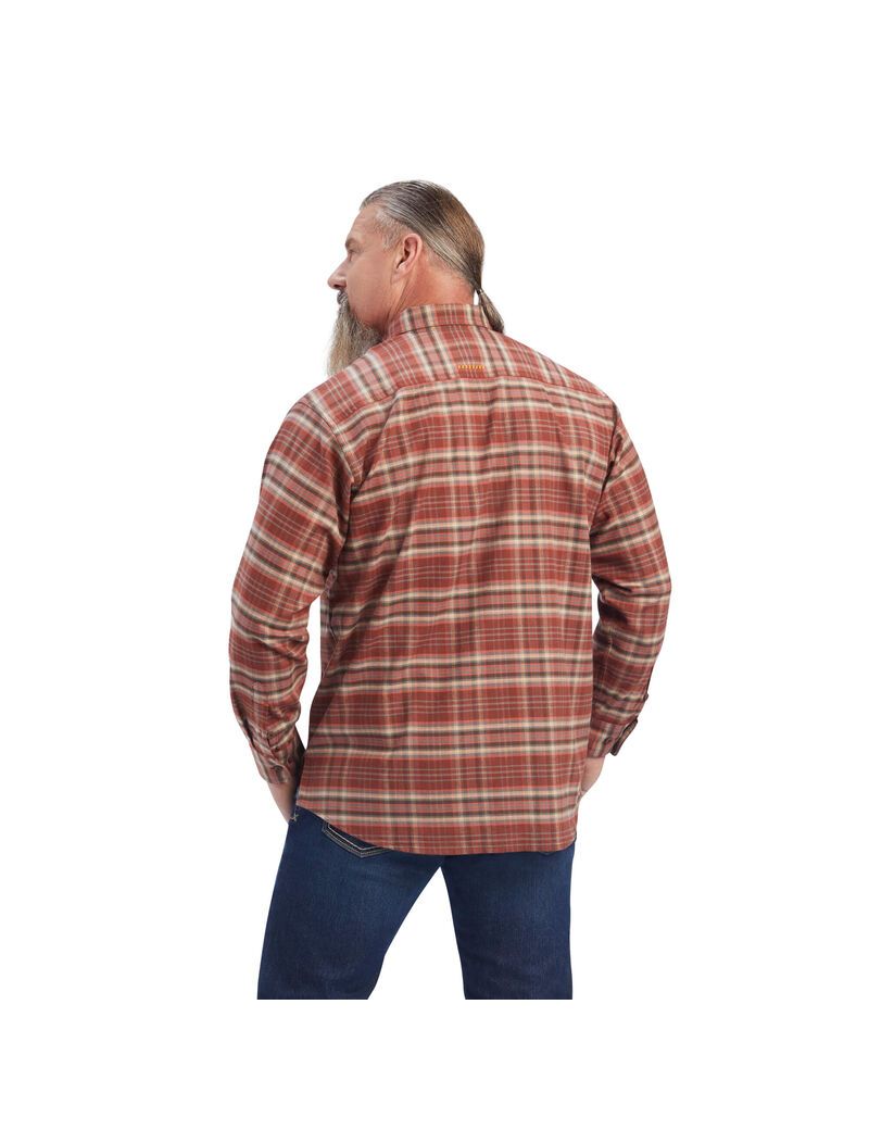 Ropa De Trabajo Ariat Rebar Flannel DuraStretch Trabajo Shirts Rojos | OYS029485