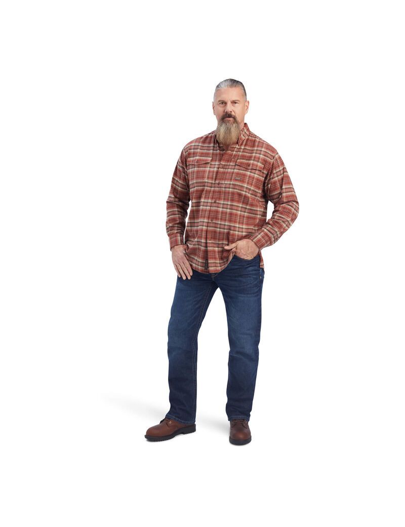 Ropa De Trabajo Ariat Rebar Flannel DuraStretch Trabajo Shirts Rojos | OYS029485