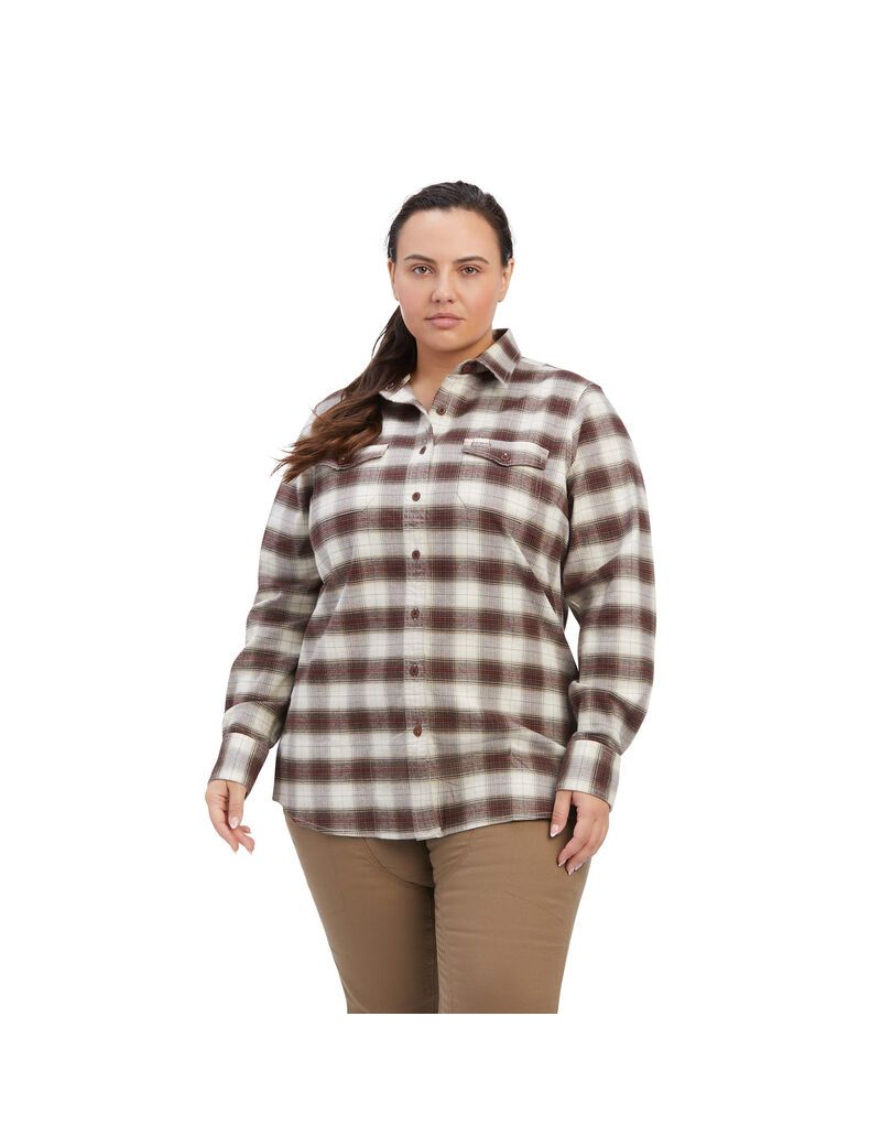 Ropa De Trabajo Ariat Rebar Flannel DuraStretch Trabajo Shirts Blancos | TXP678951