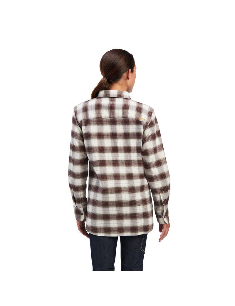 Ropa De Trabajo Ariat Rebar Flannel DuraStretch Trabajo Shirts Blancos | TXP678951