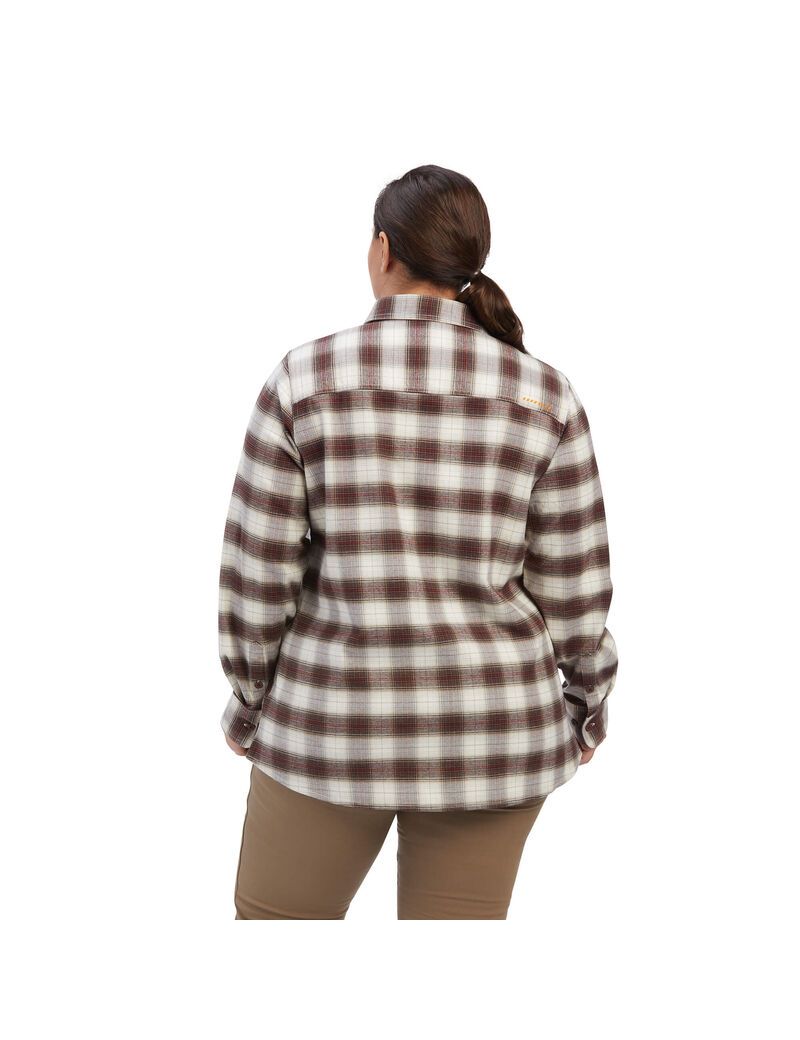 Ropa De Trabajo Ariat Rebar Flannel DuraStretch Trabajo Shirts Blancos | TXP678951