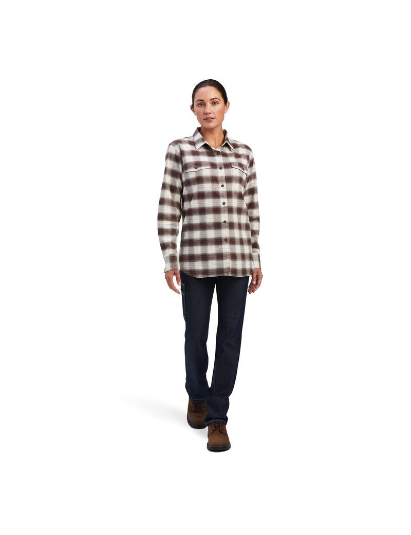 Ropa De Trabajo Ariat Rebar Flannel DuraStretch Trabajo Shirts Blancos | TXP678951