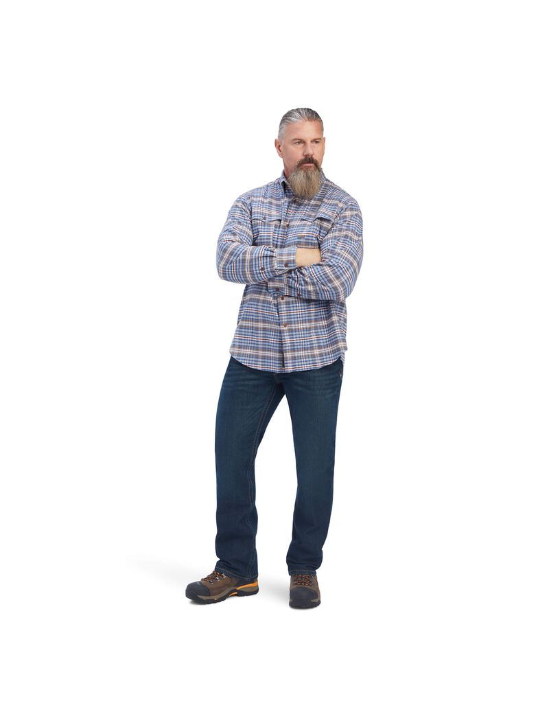 Ropa De Trabajo Ariat Rebar Flannel DuraStretch Trabajo Shirts Grises | WQZ942807