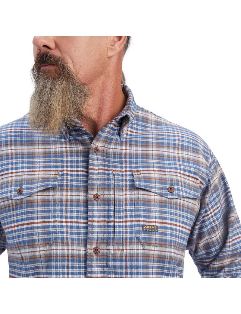 Ropa De Trabajo Ariat Rebar Flannel DuraStretch Trabajo Shirts Grises | WQZ942807