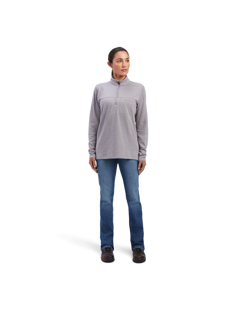 Ropa De Trabajo Ariat Rebar Foundation 1/4 Zip Shirts Grises | EQZ841273