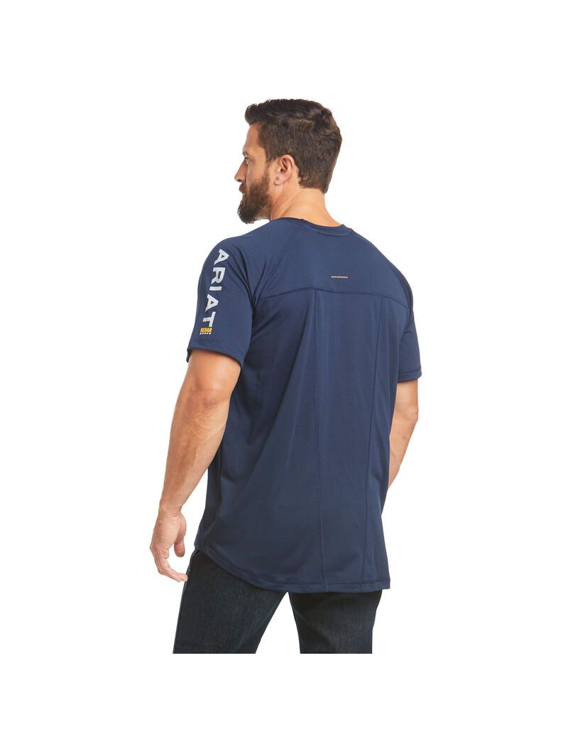 Ropa De Trabajo Ariat Rebar Heat Fighter T Shirts Azul Marino | KQD975831