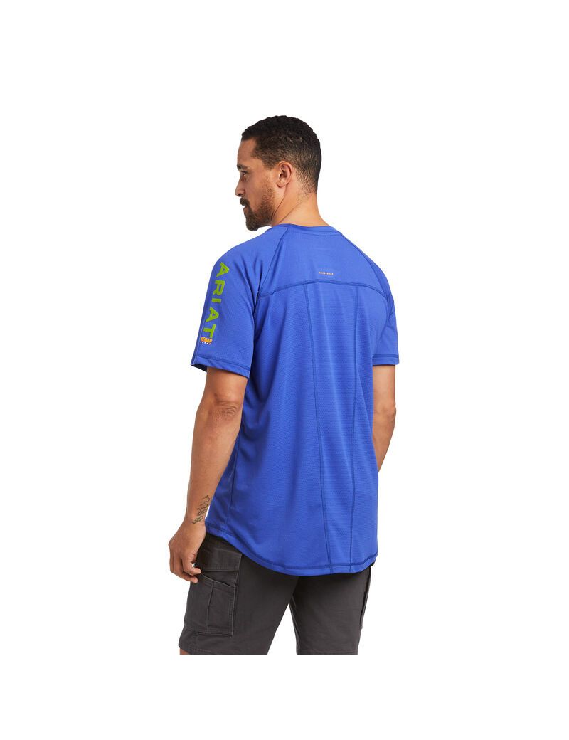 Ropa De Trabajo Ariat Rebar Heat Fighter T Shirts Azul Rey Azules | QAF271659