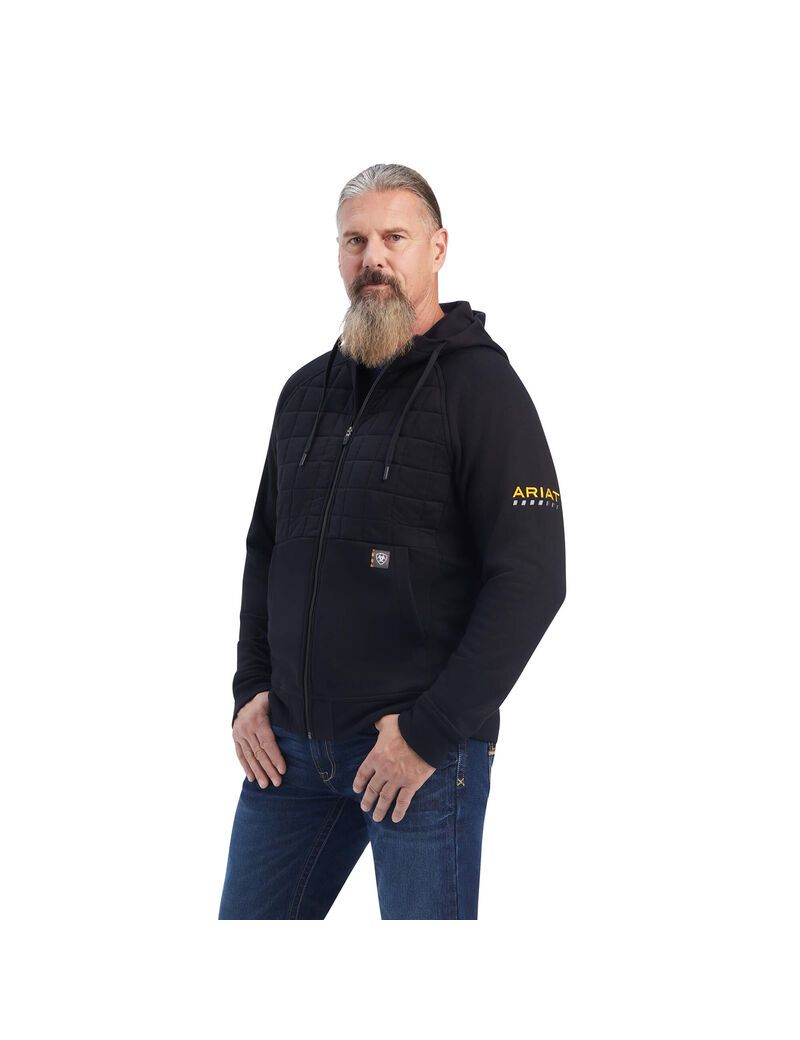 Ropa De Trabajo Ariat Rebar Regulator Full Zip Hoodie Negros | WOF503864