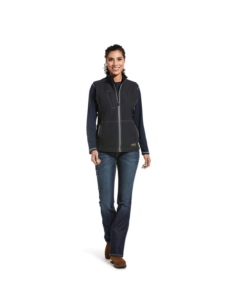 Ropa De Trabajo Ariat Rebar Stretch Lona Softshell Vest Negros | QBN194706